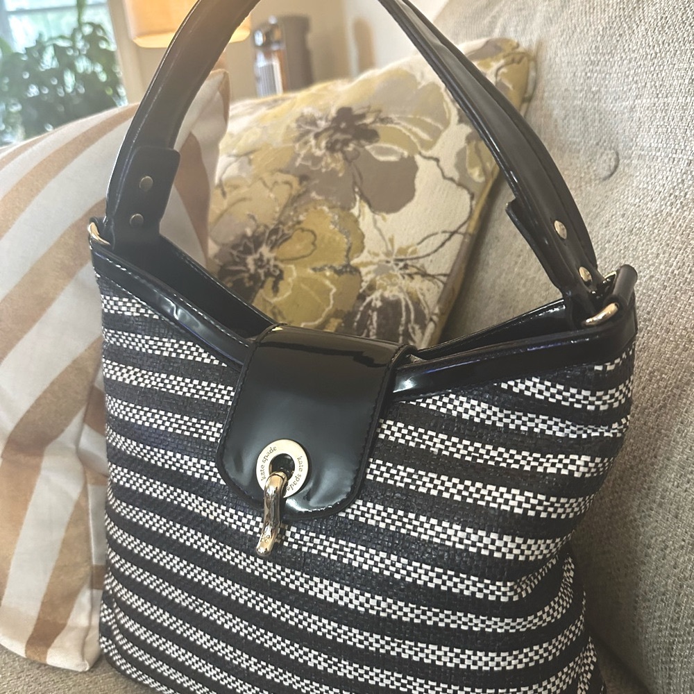 Kate Spade Black and White Striped Tote - Picture 3 of 15